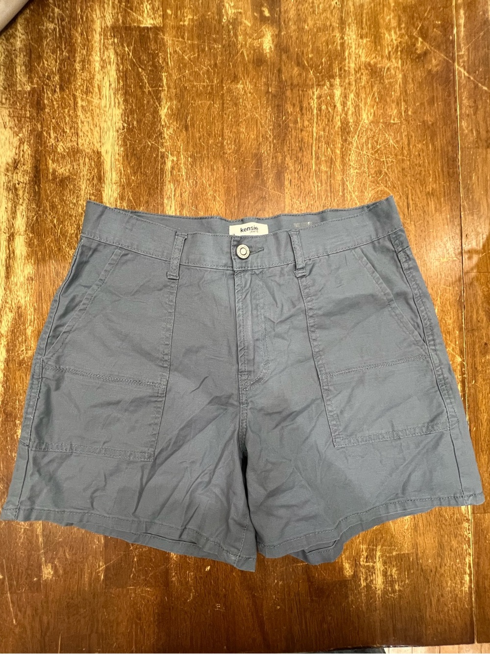 Kensie Women's Blue-Grey Utility Patch-Pocket Shorts